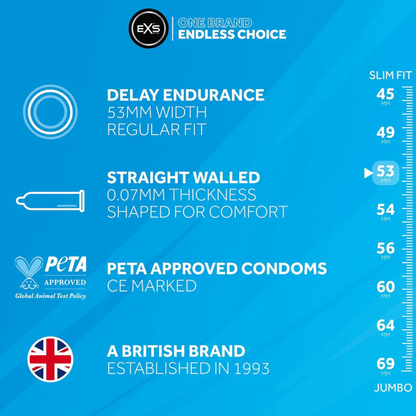 Delay Endurance Condoms 53mm – 12 Pack