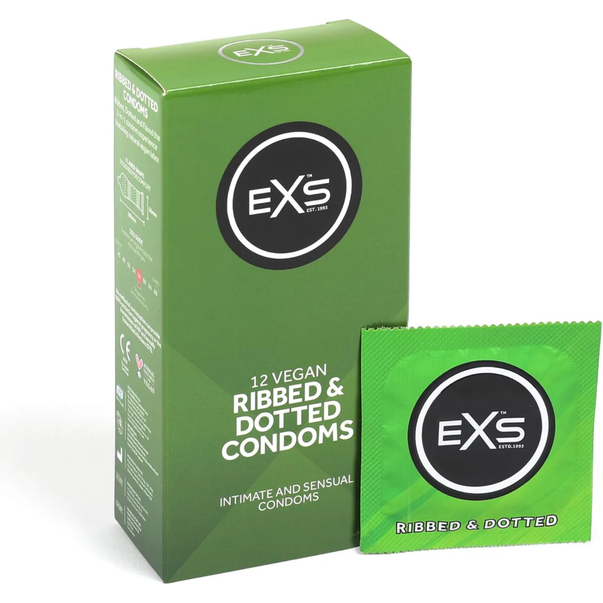 EXS Ribbed & Dotted Condoms | Extra Pleasure 12-Pack | BiggerBetter
